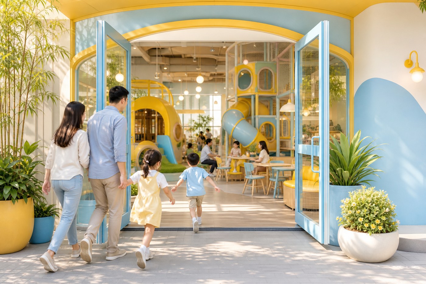 Welcoming entrance to Kids Play TLV cafe